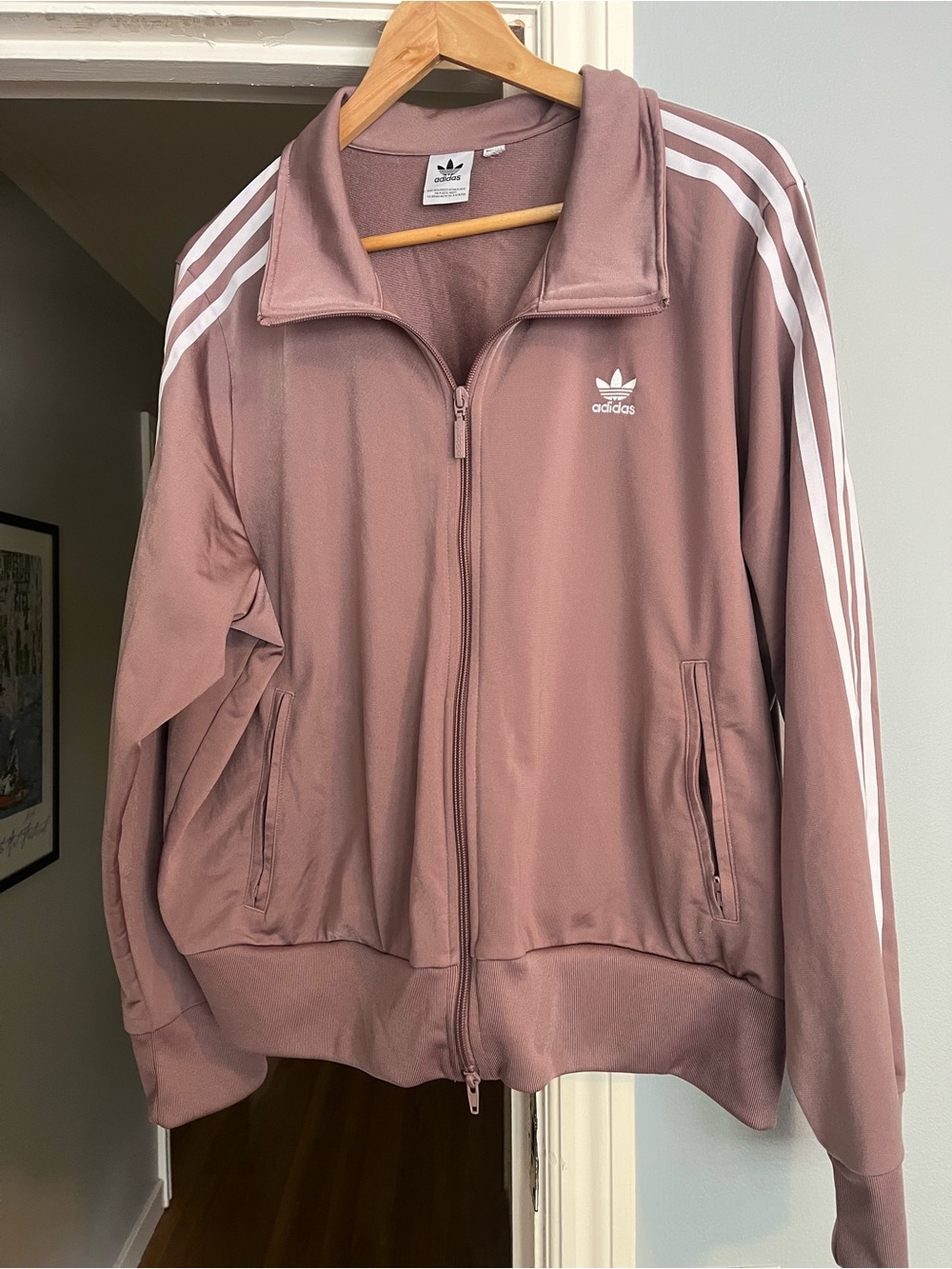 adidas Women's Dusty Rose Three-Stripe Track Jacket